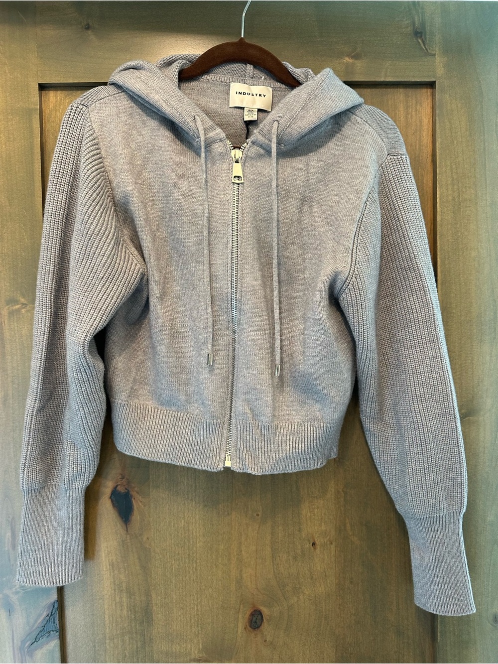Cropped Light Gray Zip Hoodie Jacket - Women - Picture 5 of 10
